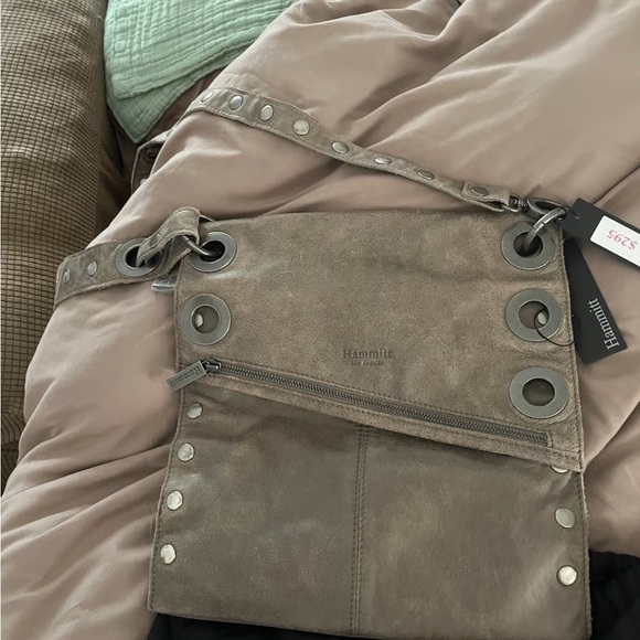 KYLE - Pewter/Brushed Silver - Hammitt Hammitt Taupe Messenger Bag with Silver Accents